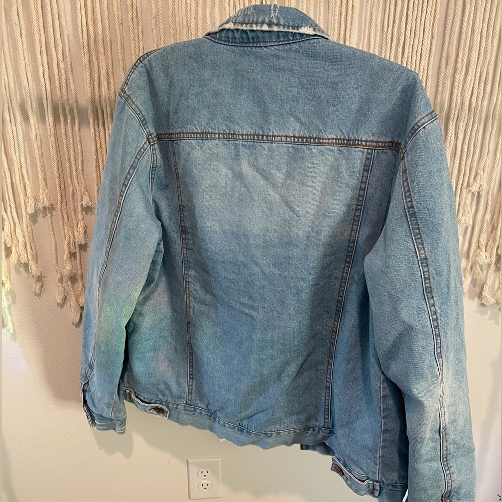 Forever 21 MEN Distressed Denim Winter Jacket Double-Lined Size M/L UNISEX - Picture 3 of 12